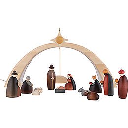 Nativity Set of 14 Pieces Including Light Arch - and Star