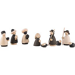 Nativity Set of 9 Pieces Natural/Anthracite - Small - 7 cm / 2.8 inch
