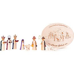 Nativity in Wood Chip Box, colored - 5 cm / 2 inch