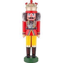 Nussknacker König mit Krone rot-gelb matt - 43 cm