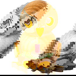 Owl Child with Candle on Twig - 4 cm / 1.6 inch