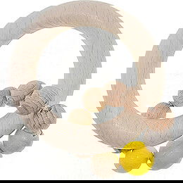 Ring Rattle With Ball Chain, Natural Yellow - 12 cm / 4.7 inch