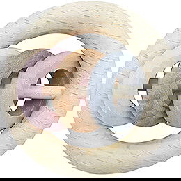 Round Rattle 3 Rings, Natural Pink - 8,5 cm / 3.3 inch