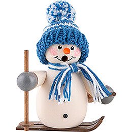 Ruchermnnchen Schneemann auf Ski blau - 15 cm