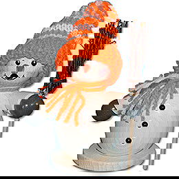 Ruchermnnchen Schneemann mit Besen orange - 15 cm