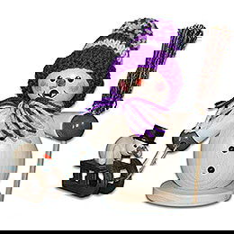 Ruchermnnchen Schneemann mit Schlitten und Kind lila - 15 cm
