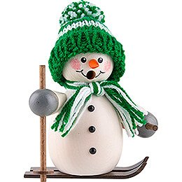 Räuchermännchen Schneemann auf Ski grün - 15 cm
