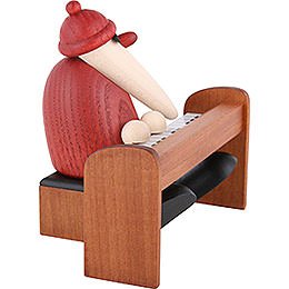 Santa Claus Playing a Brown Piano - 9 cm / 3.5 inch