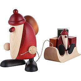 Santa Claus with a Child on a Sleigh - 19 cm / 7.5 inch