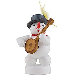Schneemann Musikant mit Banjo - 8 cm