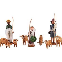 Seiffen Nativity  -  Shepherds and Sheeps  -  9 pieces  -  8cm / 3.1 inch