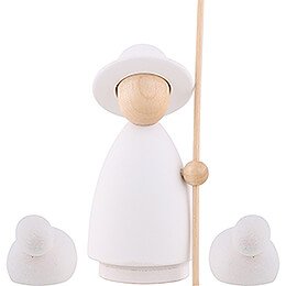 Shepherd with 2 Sheep Natural/White - Large - 9,5 cm / 3.7 inch