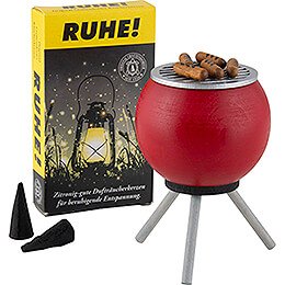 Smoker  -  BBQ with Sausages Red plus one pack of incense  -  10cm / 3.9 inch