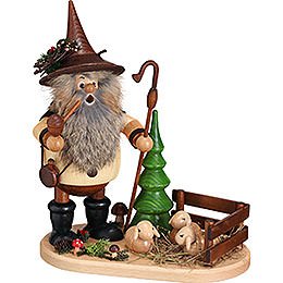 Smoker  -  Forest Gnome Shepherd on Oval Plate  -  26cm / 10.2 inch