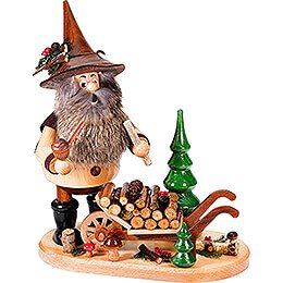 Smoker  -  Gnome with Wheel Barrow  -  25cm / 9.8 inch