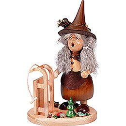 Smoker Lady Gnome with Sled - 25 cm / 9.8 inch