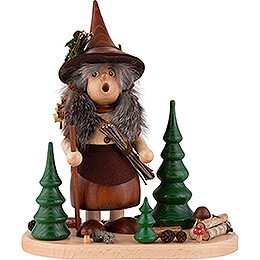 Smoker - Lady Gnome with Wood Pannier - 25 cm / 9.8 inch