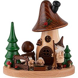 Smoker  -  Mushroom Hut with Shepherd Gnome  -  15,5cm / 6.1 inch