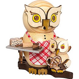 Smoker - Owl Christmas Bakery with Child - 15 cm / 5.9 inch