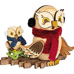 Smoker - Owl Sleigh ride with Child - 16 cm / 6.3 inch