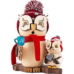 Smoker  -  Owl at Christmas Market with Child  -  15cm / 5.9 inch