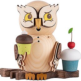 Smoker  -  Owl with Muffins  -  15cm / 5.9 inch