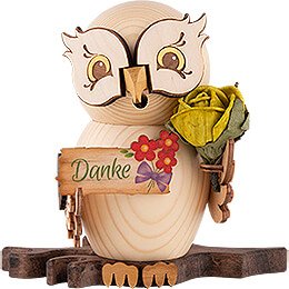 Smoker  -  Owl with "Thank you"  -  15cm / 5.9 inch