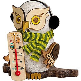 Smoker - Owl with Thermometer - 16 cm / 6.3 inch