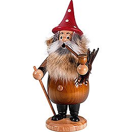 Smoker Rooty-Dwarf Brown with Red Hat - 19 cm / 7.5 inch