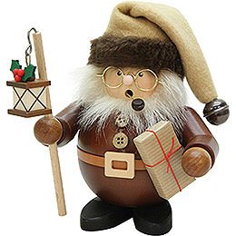 Smoker  -  Santa with Lantern Natural Wood  -  15,5cm / 6 inch