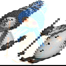 Smoker - Snowman on Ski Blue - 15 cm / 5.9 inch