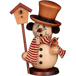 Smoker  -  Snowman with Bird House Natural  -  23cm / 9.1 inch