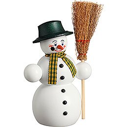 Smoker  -  Snowman with Broom  -  16cm / 6.3 inch