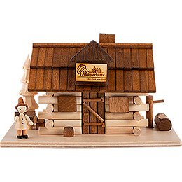 Smoking Hut - Charcoal Hut with Wood Worker and LED - 10,5 cm / 4 inch
