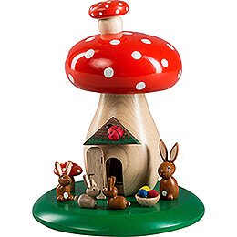 Smoking Hut - Toadstool with Bunnies - 13 cm / 5.1 inch
