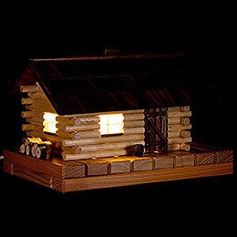 Smoking Lighted House  -  Forest Hut  -  18cm / 7.1 inch