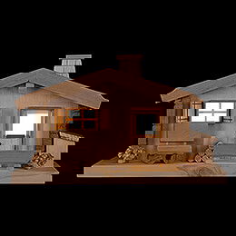Smoking Lighted Hut - Natural Roof - 20 cm / 7.9 inch