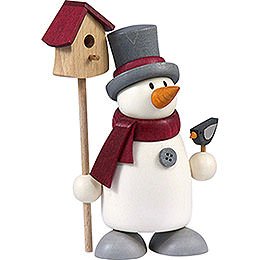 Snow Man Fritz with Bird House - 9 cm / 3.5 inch
