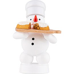 Snowman Baker with Christmas Stollen - 8 cm / 3.1 inch