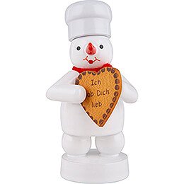 Snowman Baker with Gingerbread Heart  -  8cm / 3.1 inch