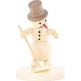 Snowman Curling Player with Broom  -  12cm / 4.7 inch
