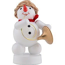 Snowman Musician with Bugle - 8 cm / 3 inch