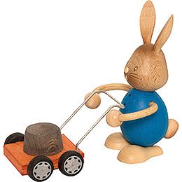 Snubby Bunny with Lawn Mower  -  12cm / 4.7 inch