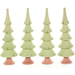 Solid Wood Trees  -  Bright Green  -  4 pieces  -  11cm / 4.3 inch
