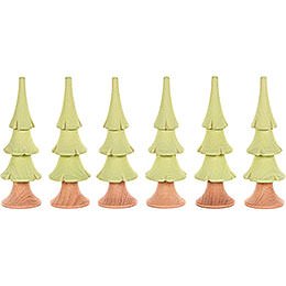 Solid Wood Trees  -  Bright Green  -  6 pieces  -  8cm / 3.1 inch