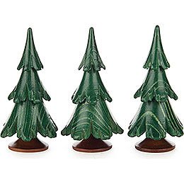 Solid Wood Trees - Green - 3 pieces - 6,5 cm / 2.6 inch