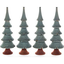 Solid Wood Trees - Green - 4 pieces - 11 cm / 4.3 inch