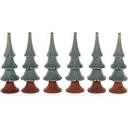 Solid Wood Trees - Green - 6 pieces - 8 cm / 3.1 inch