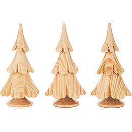 Solid Wood Trees - Natural - 3 pieces - 6,5 cm / 2.6 inch