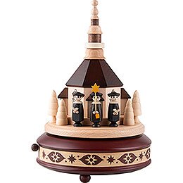 Spieldose Seiffner Kirche und Kurrende, Mahagoni - 24 cm